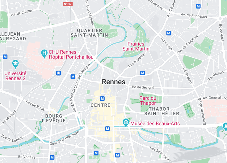 Map of Rennes, France