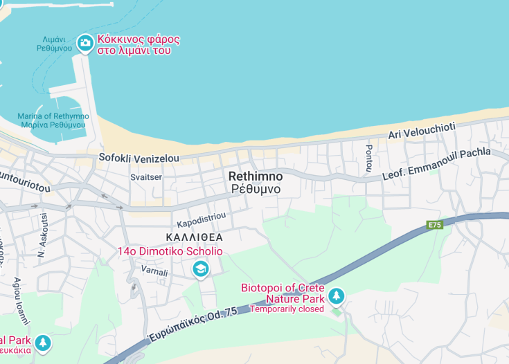 Map of Rethymno, Greece