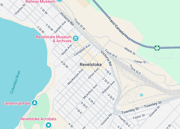 Map of Revelstoke, Canada