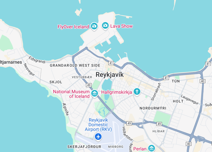 Map of Reykjavik, Iceland