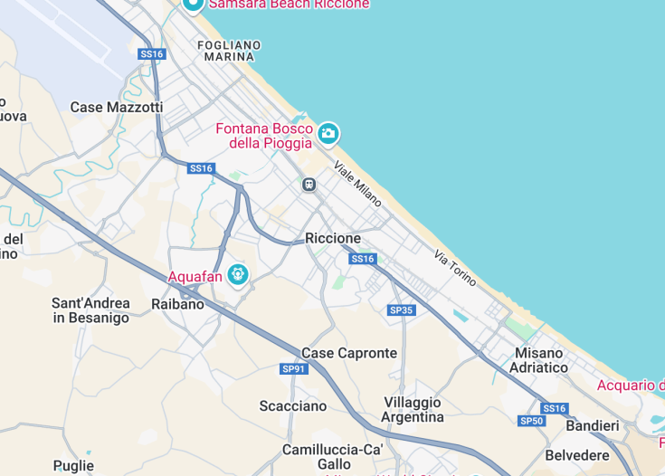 Map of Riccione, Italy