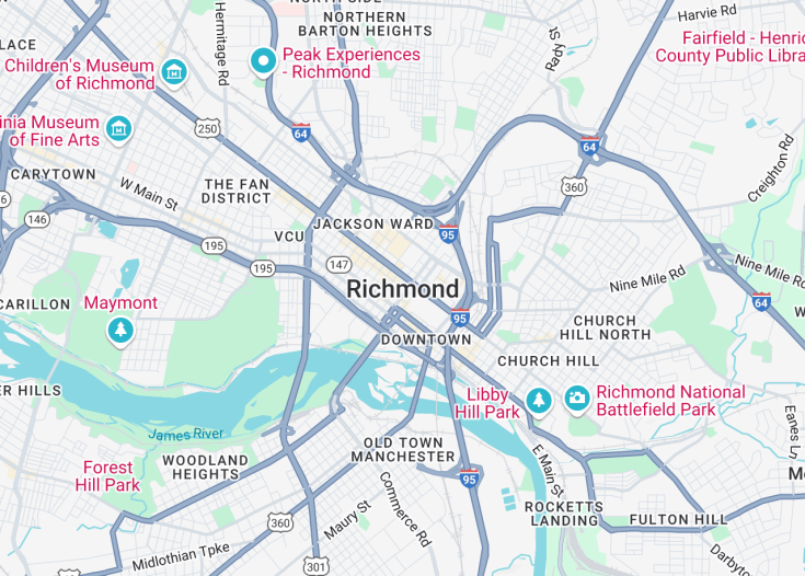 Map of Richmond Virginia, Virginia (USA)