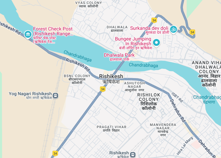 Map of Rishikesh, India