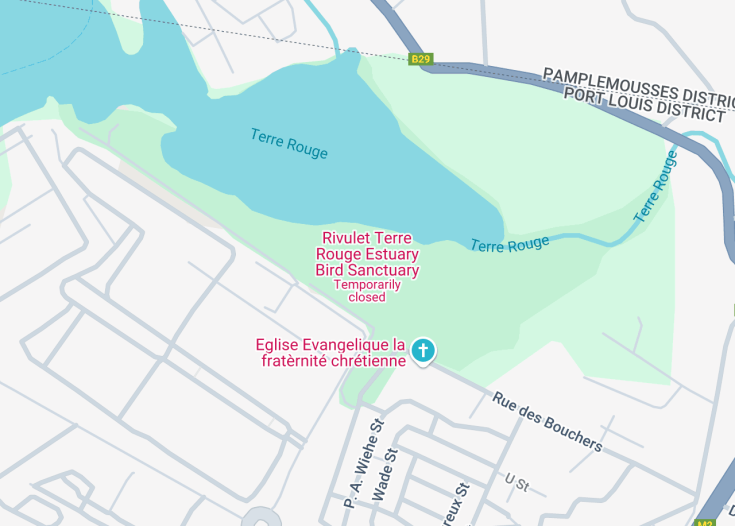 Map of Rivulet Terre Rouge Estuary Bird Sanctuary, Mauritius