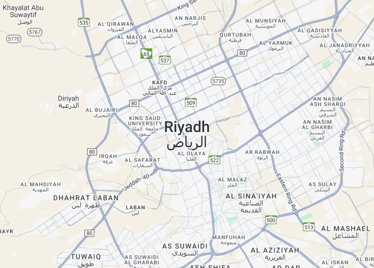 Map of Riyadh, Saudi Arabia