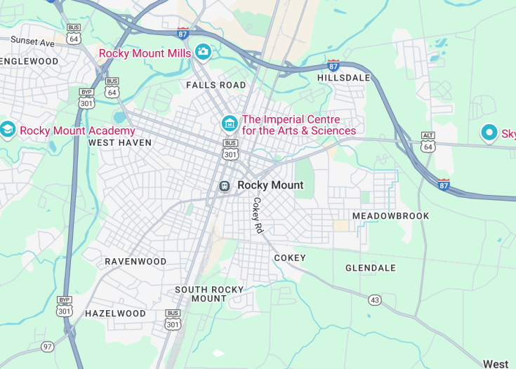 Map of Rocky Mount, North Carolina (USA)