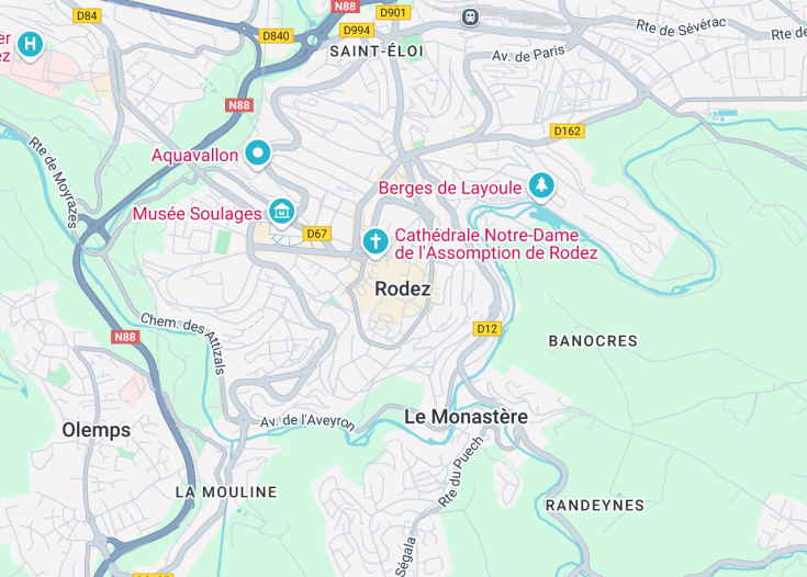 Map of Rodez, France