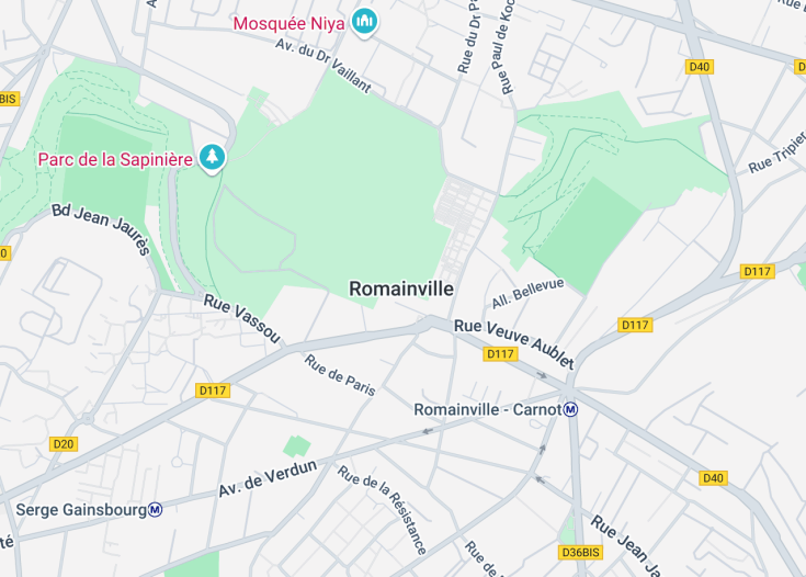 Map of Romainville, France