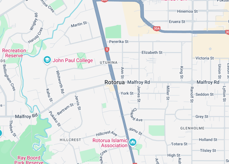 Map of Rotorua, New Zealand