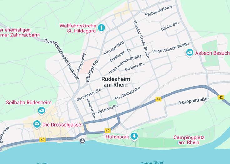 Map of Rüdesheim am Rhein, Germany