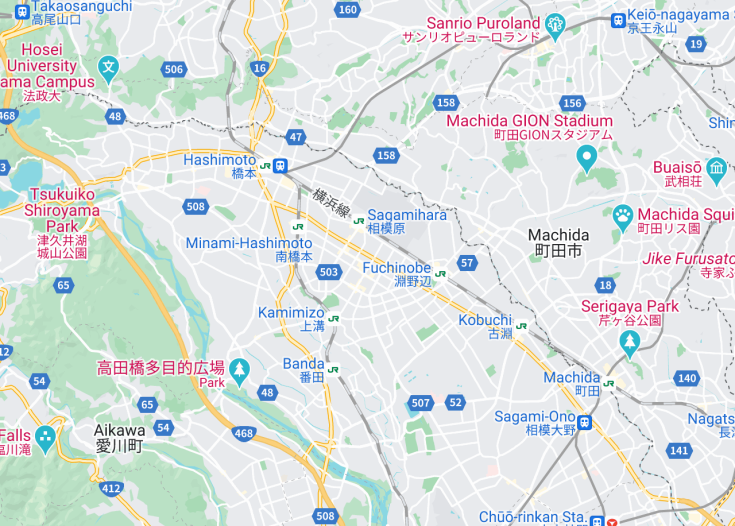 Map of Sagamihara, Japan