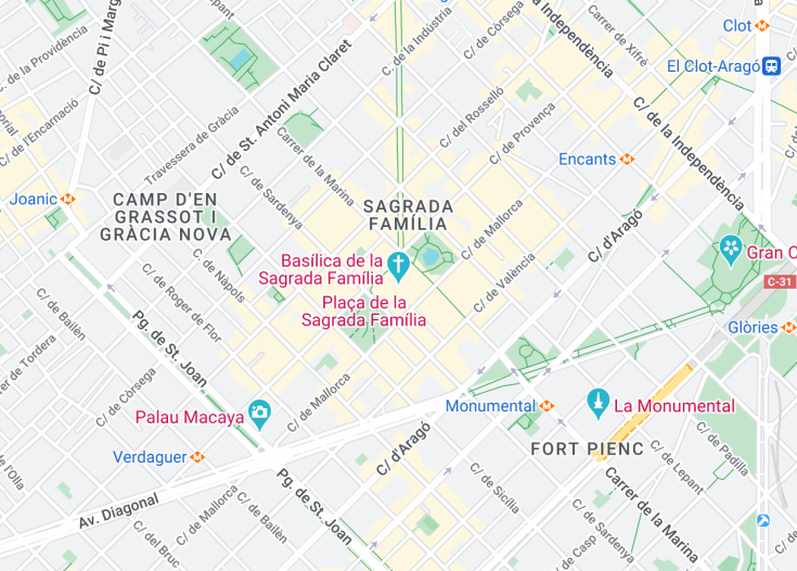 Map of Sagrada Família, Barcelona