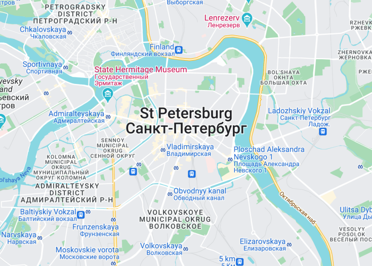 Map of Saint Petersburg, Russia