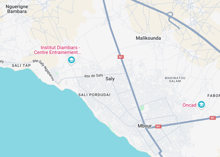 Map of Saly, Senegal