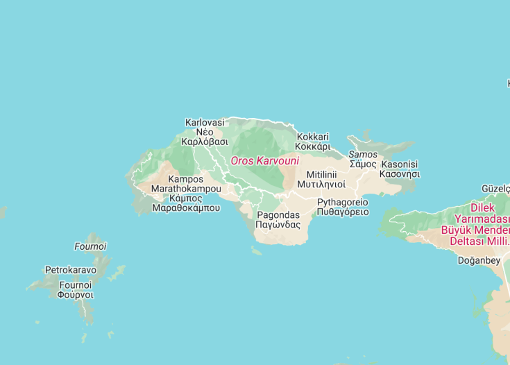 Map of Samos, Greece