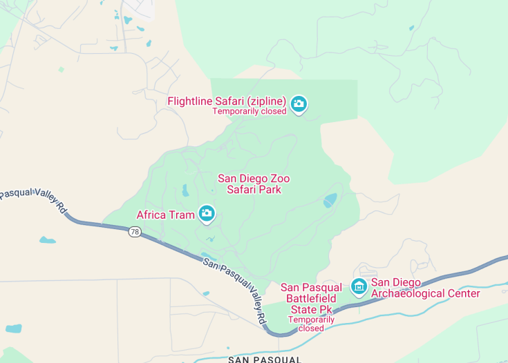 Map of San Diego Zoo Safari Park, San Diego