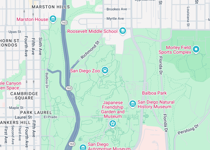 Map of San Diego Zoo, San Diego