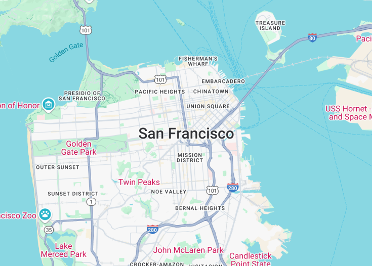 Map of San Francisco, California (USA)