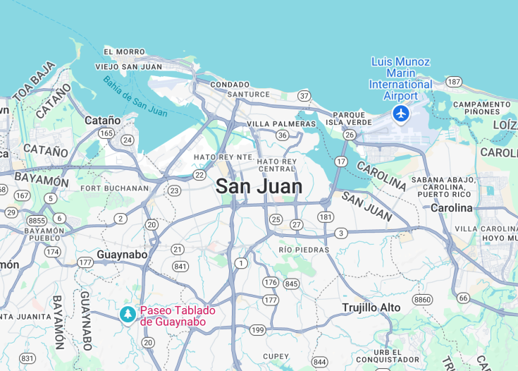 Map of San Juan, Puerto Rico (USA)