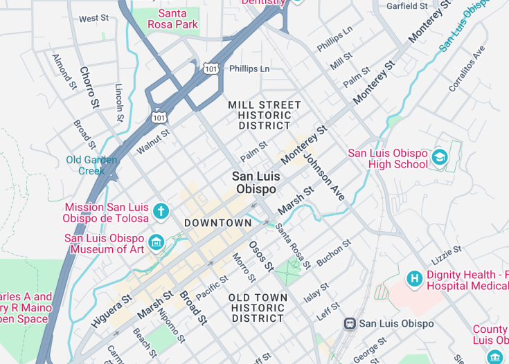 Map of San Luis Obispo, California (USA)