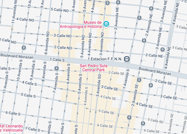 Map of San Pedro Sula Central Park, 