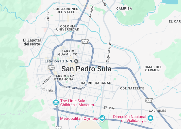 Map of San Pedro Sula, Honduras