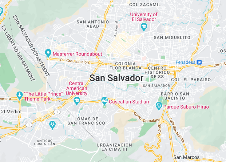 Map of San Salvador, El Salvador