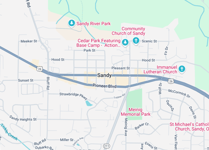 Map of Sandy, Oregon (USA)