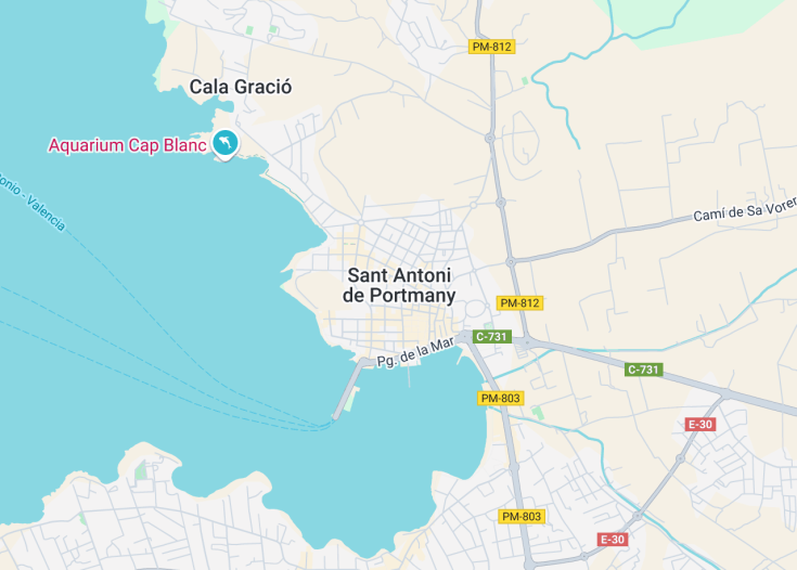 Map of Sant Antoni de Portmany, Ibiza (Balearic Islands, Spain)