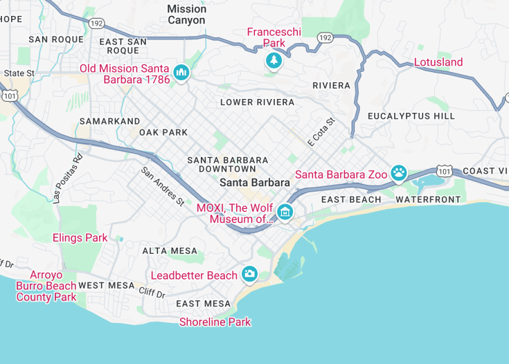 Map of Santa Barbara, California (USA)