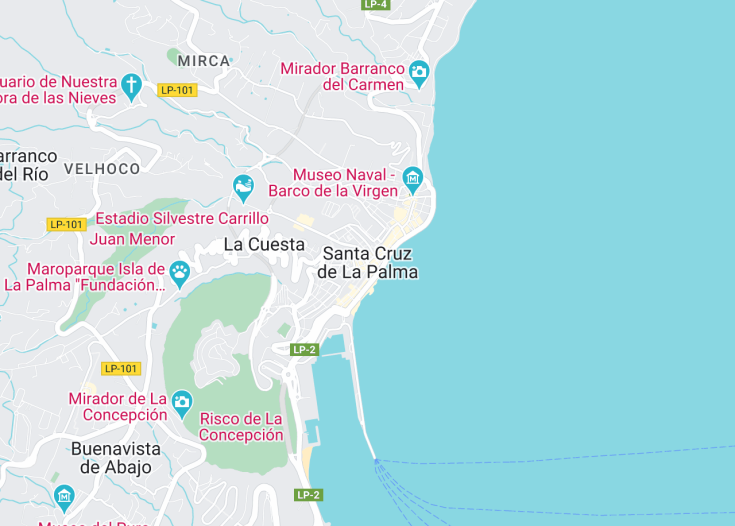 Map of Santa Cruz de La Palma, La Palma (Canaries, Spain)