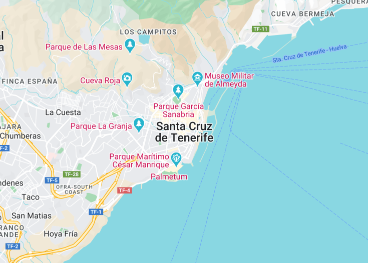 Map of Santa Cruz de Tenerife, Tenerife (Canaries, Spain)