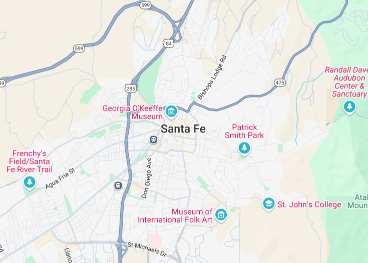 Map of Santa Fe, New Mexico (USA)