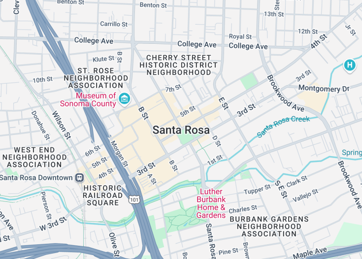 Map of Santa Rosa, California (USA)