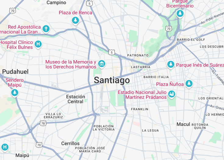 Map of Santiago, Chile