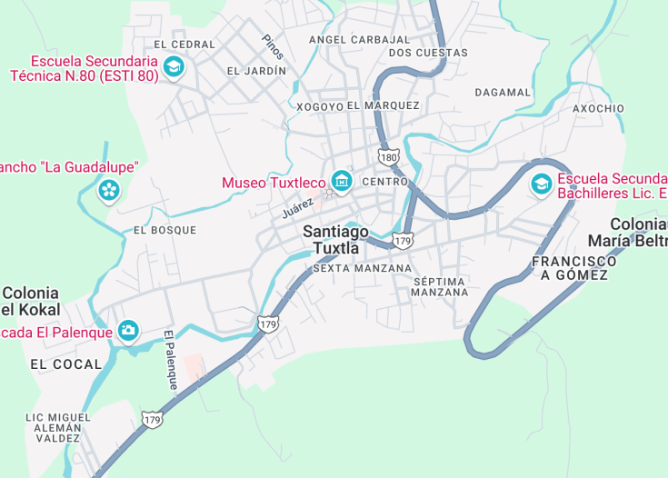 Map of Santiago Tuxtla, Mexico