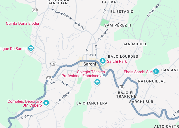 Map of Sarchi, Costa Rica