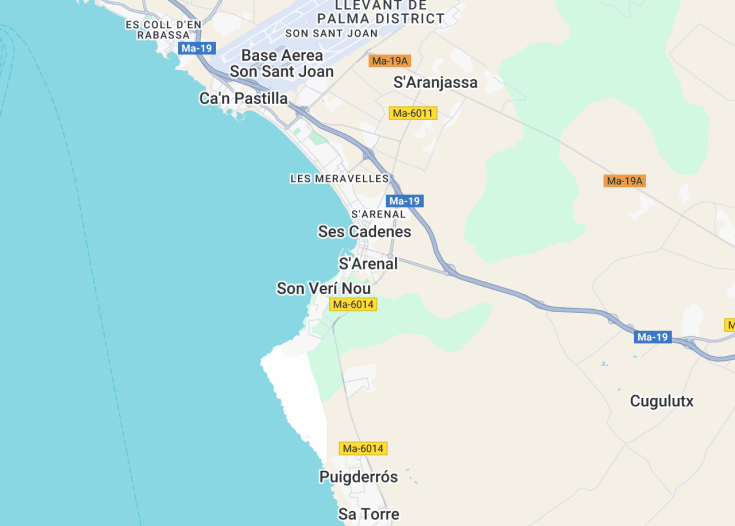 Map of S’Arenal, Mallorca (Balearic Islands, Spain)