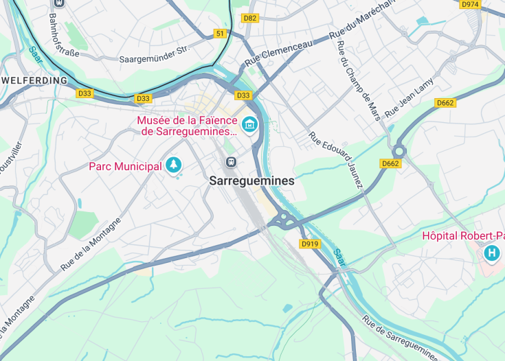 Map of Sarreguemines, France