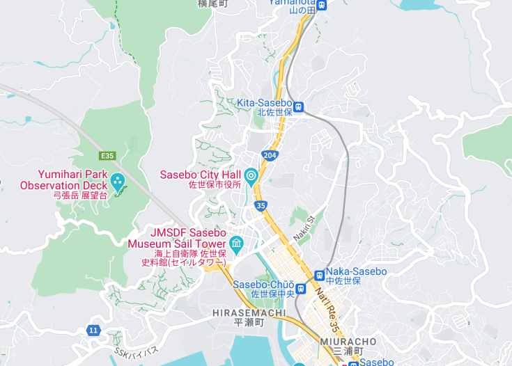 Map of Sasebo, Japan