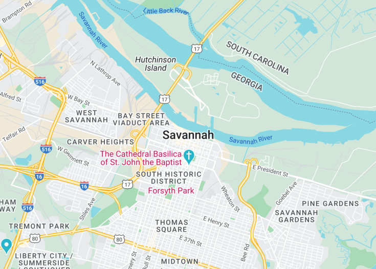 Map of Savannah, Georgia (USA)