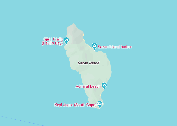 Map of Sazan Island, Albania