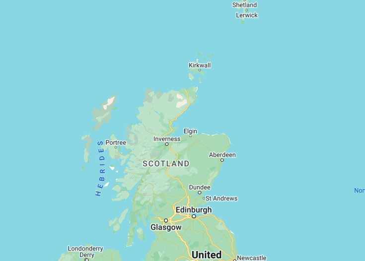 Map of Scotland (United Kingdom), 