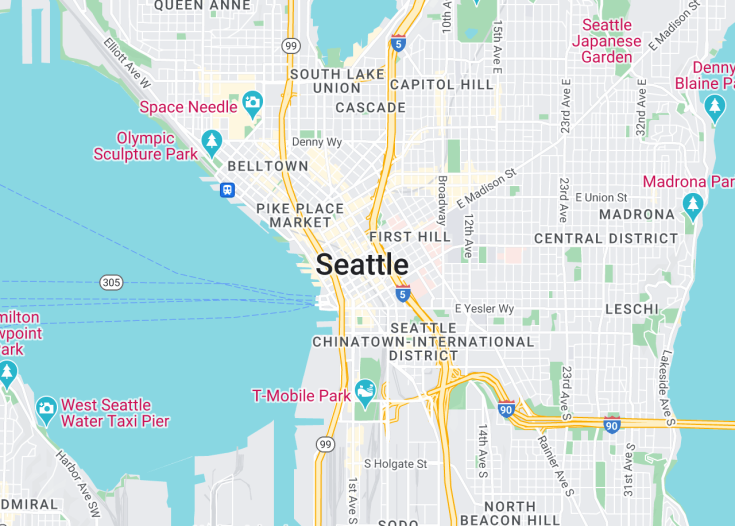 Map of Seattle, Washington State (USA)