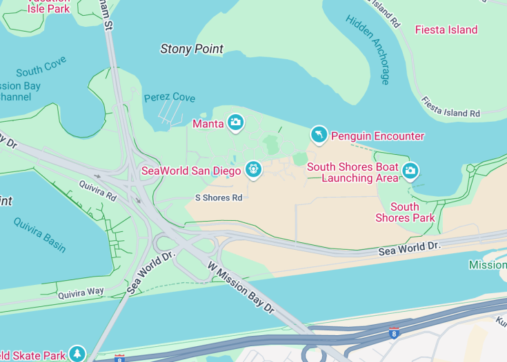 Map of SeaWorld San Diego, San Diego