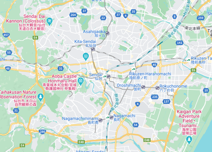 Map of Sendai, Japan