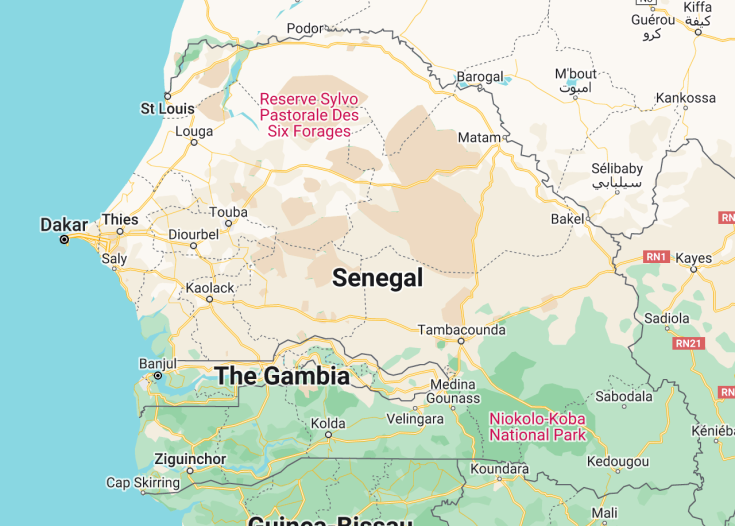 Map of Senegal, 