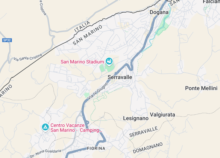 Map of Serravalle, San Marino