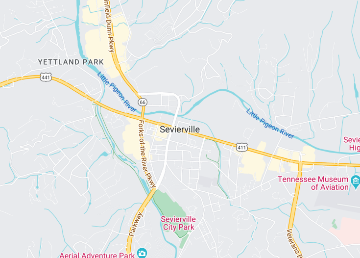 Map of Sevierville, Tennessee (USA)