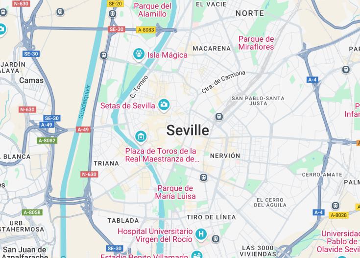 Map of Seville, Spain